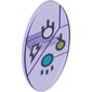 Shield Ovoid with Grip and Dimensions Keystone Symbol with White, Lime and Medium Azure Circles, and Lightning Bolt Print