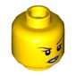 Minifig Head Macy, Dark Red Eyebrows, Pink Lips, Frown, Scratches / Eyebrow Raised, Chipped Toothed Smirk Print