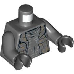 Torso Vest with Dark Tan Camouflage over Shirt with Silver Dots Print, Dark Bluish Gray Arms, Black Hands