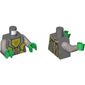 Torso Armor with Orange and Gold Circuitry and Lime Emblem with Orange Wolf Head Print (Aaron), Flat Silver Arms, Green Hands