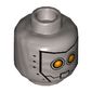 Minifig Head Bot, Yellow Robot Eyes, Mask with Metal Bolts, Closed Mouth / Open Mouth Print
