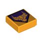Tile 1 x 1 with Bright Light Orange Bull on Dark Purple Pentagonal Shield Print