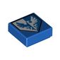 Tile 1 x 1 with Shield with Blue and Silver Bird Print
