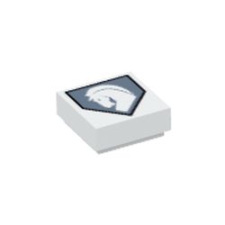 Tile 1 x 1 with White Horse on Sand Blue Pentagonal Shield Print
