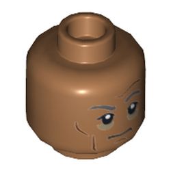 Minifig Head First Order Officer, Dark Gray Eyebrows, Cheeks, Forehead and Chin Lines, Shadows Under Eyes Print [Hollow Stud]