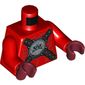Torso Muscles with Crossed Straps with Stone Face Emblem/Buckle Print, Red Arms, Dark Red Hands