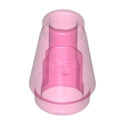 LEGO part 28701 NOSE CONE SMALL 1X1 in Transparent Medium Reddish Violet/ Trans-Dark Pink