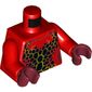 Torso Bare Chest with Black Spots with Orange Cracks Print, Red Arms, Dark Red Hands