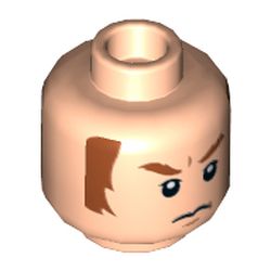 Minifig Head Captain Boomerang / General Hux, Dark Orange Eyebrows and Sideburns, Frown Print [Hollow Stud]