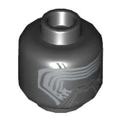 Minifig Head Kylo Ren, Mask with Silver Lines Print [Hollow Stud]