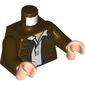 Torso Jacket, Open over White Shirt Print, Dark Brown Arms, Light Nougat Hands
