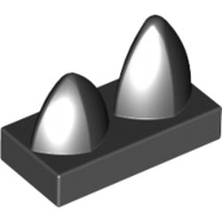 LEGO part PLATE 1X2 W.2 VERTICAL TEETH in Black
