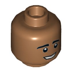 Minifig Head Raj Koothrappali, Dual Sided, Eyebrows, Open Mouth Smile / Worried [Hollow Stud]