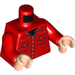 Torso Shirt, Buttons, Pockets, Black Undershirt Print, Red Arms, Light Nougat Hands