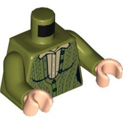 Torso Knitted Sweater, Dark Tan Shirt Print, Olive Green Arms, Light Nougat Hands