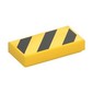 Tile 1 x 2 with Black Diagonal Stripes, Large Yellow Corner Triangles Print