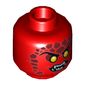 Minifig Head Crust Smasher / Flame Thrower, Thin Eyebrows, Yellow Eyes, Dark Red Spots, Fangs Print [Hollow Stud]
