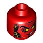 Minifig Head Magmar, Eyebrows, Yellow Eyes, Orange Scales on Front and Back Print [Hollow Stud]
