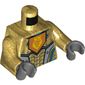 Torso Armor with Light Gray Panels, Orange Shield with Yellow Lion Head Print, Pearl Gold Arms, Dark Bluish Gray Hands