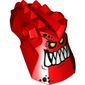 Minifig Head Special with Spikes on Top and Holes on Sides with Pointed Teeth and Orange Eyes Print