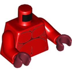 Torso Bare Chest with Dark Red Lines Print, Red Arms, Dark Red Hands