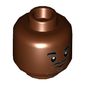 Minifig Head Barry, Beard, Eyebrows, Goatee, Pupils, Dark Bluish Gray Lines under Eyes Print