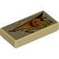 Tile 1 x 2 with Dark Tan Markings and Orange Fire Monster Print (Book of Deception)