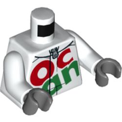 Torso Racing Jacket with Octan Logo, Zipper Print, White Arms, Dark Bluish Hands