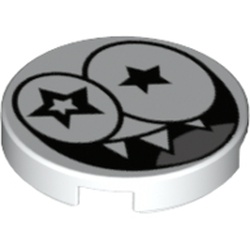 Tile Round 2 x 2 with Bottom Stud Holder with Starry Eyed Nixel Face Print