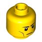 Minifig Head Flying Warrior, Eyebrows Straight, White Pupils, Cheek and Jaw Lines, Straight Line Mouth (Frown) [Hollow Stud]