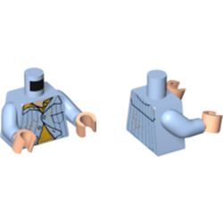 Torso Pajamas with Vertical Blue Stripes, Yellow Undershirt and Spots Print, Bright Light Blue Arms, Light Nougat Hands
