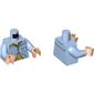 Torso Pajamas with Vertical Blue Stripes, Yellow Undershirt and Spots Print, Bright Light Blue Arms, Light Nougat Hands