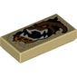 Tile 1 x 2 with Reddish Brown Monster Head with White Sharp Teeth and Orange Eyes Print (Book of Destruction)