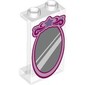 Panel 1 x 2 x 3 with Side Supports - Pink Outline Mirror - Hollow Studs
