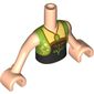 Minidoll Torso Girl with Lime Sleeveless Vest and Necklace over Black and Gold Top with Flower print, Light Nougat Arms and Hands
