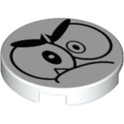 Tile Round 2 x 2 with Bottom Stud Holder with Puzzled Nixel Face Print