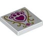 Tile 2 x 2 with Pink Pet Paw with Heart and Gold Scrolls Pattern