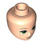 Minidoll Head with Green Eyes, Freckles, Medium Nougat Lips and Open Mouth Smile Print