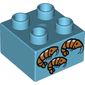 Duplo Brick 2 x 2 with 3 Orange Shrimp Print