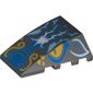 Wedge Curved 4 x 4 No Top Studs with Dragon Head and Blue Lightning Print