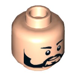 Minifig Head Rebel Trooper, Full Beard, Eyebrows, White Pupils Print