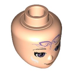 Minidoll Head with Medium Lavender Eyes, Closed Mouth Smile and Elves Tribal Print (Aira)