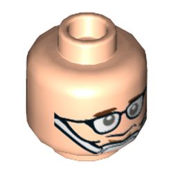 Minifig Head Louis, Chinstrap, Glasses Print [Hollow Stud]