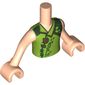 Minidoll Torso Boy with Light Nougat Arms and Hands with Dark Orange Elves Tattoo, and Gold and Dark Green Plant Print