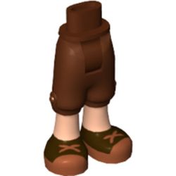 Minidoll Hips and Cropped Trousers with Light Nougat Legs and Brown Shoes with Reddish Brown Crossed Laces Print