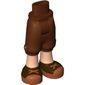 Minidoll Hips and Cropped Trousers with Light Nougat Legs and Brown Shoes with Reddish Brown Crossed Laces Print