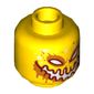 Minifig Head Flama, Red and Orange Eyes, Wide Mouth, White and Orange Spots on Front and Back Print [Hollow Stud]