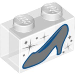 Brick 1 x 2 without Bottom Tube and Glass Slipper (Shoe) Print