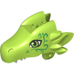 Creature Body Part, Dragon Head Upper Jaw with 2 Studs on Top and Green Decorations Print