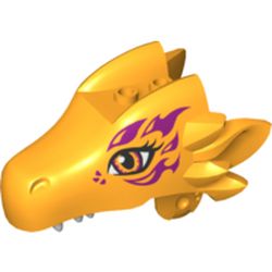 Creature Body Part, Dragon Head Upper Jaw with 2 Studs on Top and Magenta Flames Print